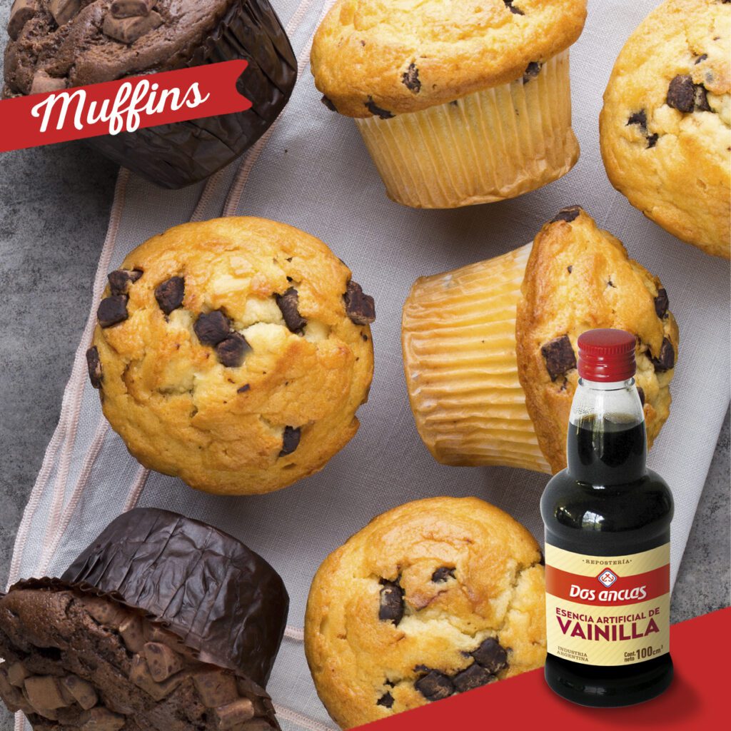 Muffins de vainilla y chocolte con chips