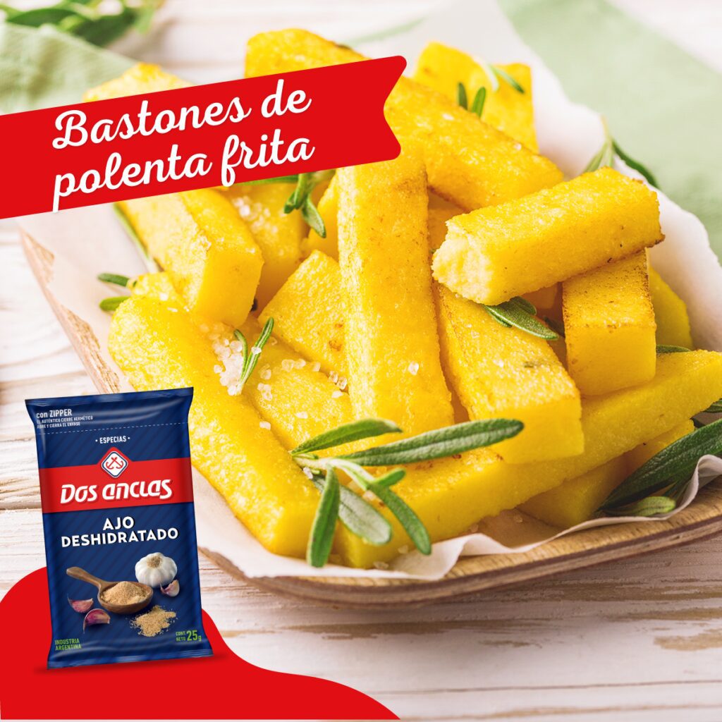 Bastones de polenta frita