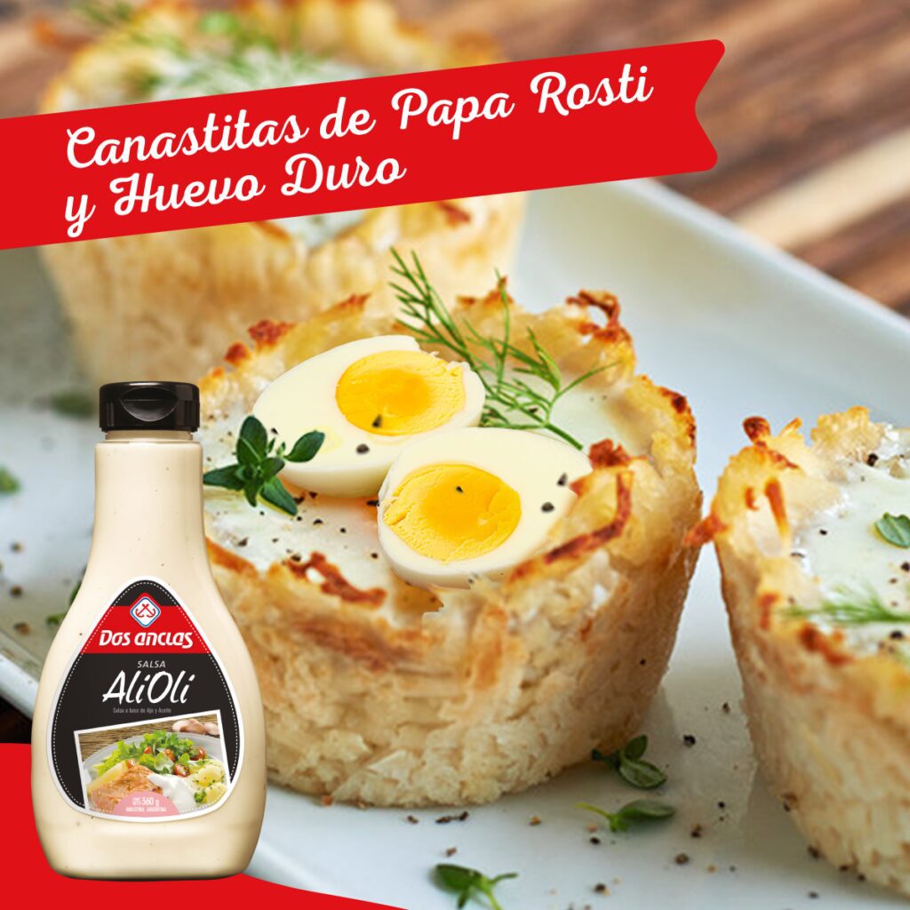 Canastitas de Papa Rosti y Huevo Duro