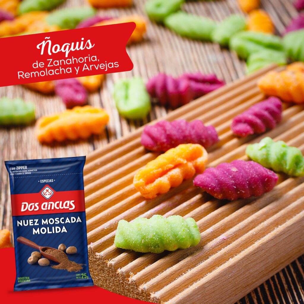 Ñoquis de Zanahoria, remolacha y arvejas