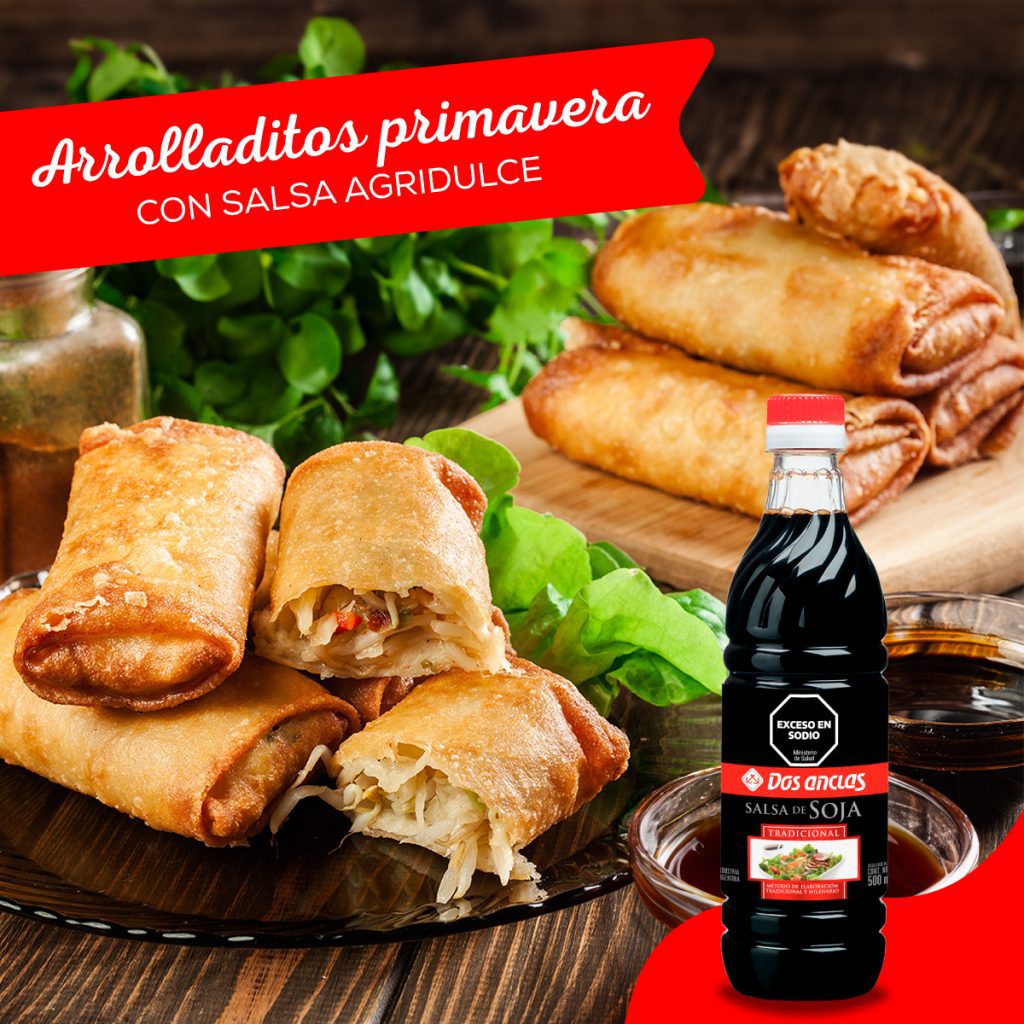 Arrolladitos primavera con salsa agridulce