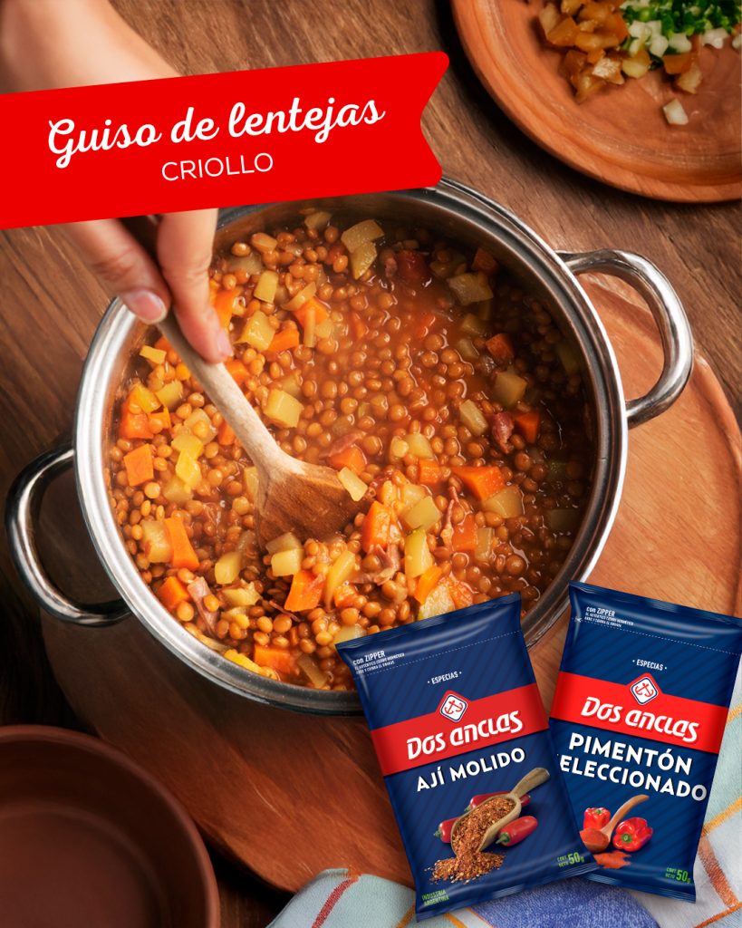 Guiso de lentejas criollo