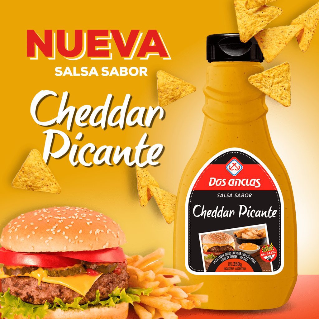 Probá la nueva Salsa Cheddar Picante Dos Anclas